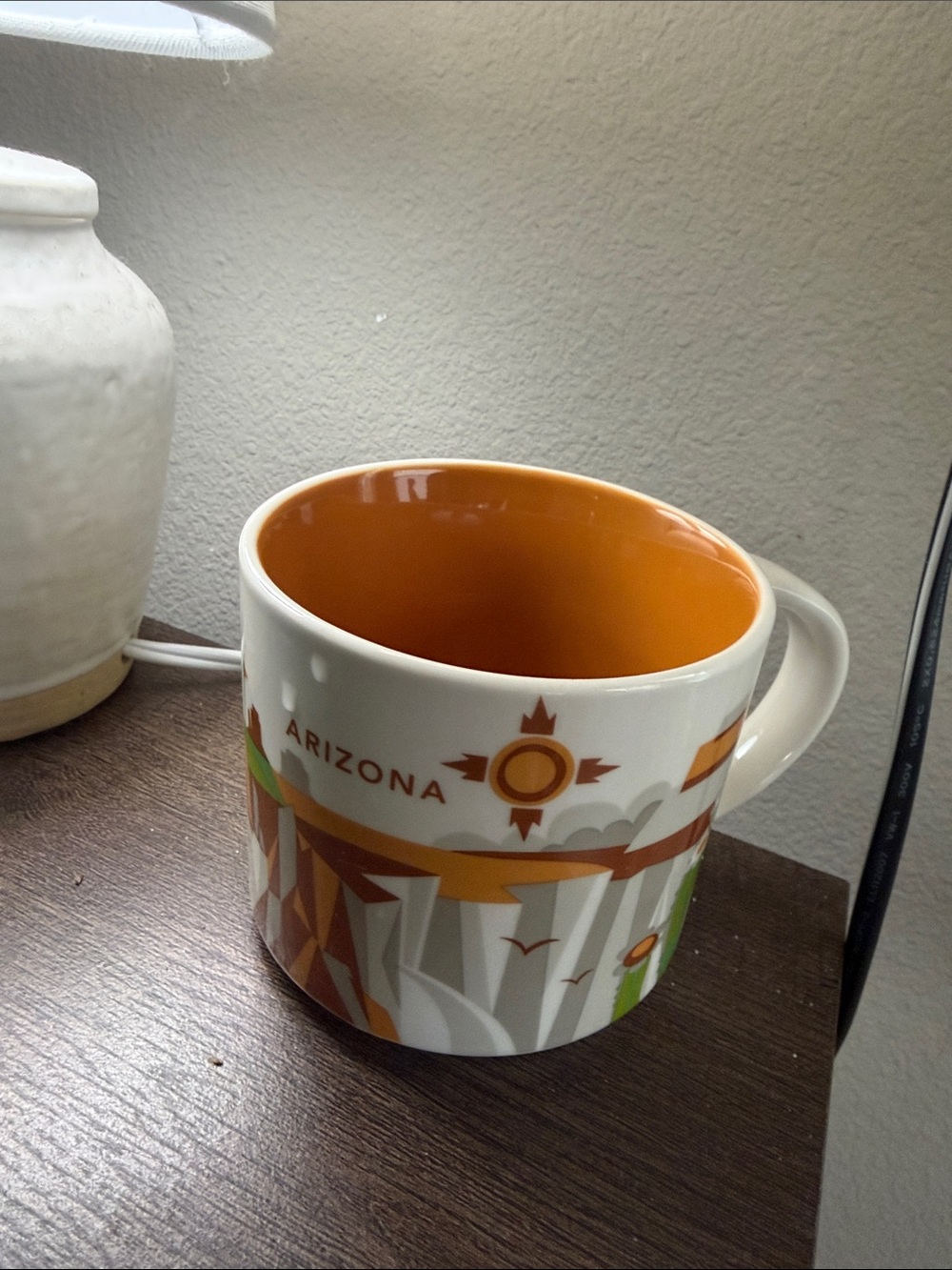 Starbucks Arizona White Mug with Orange Interior and Scenic Arizona Design